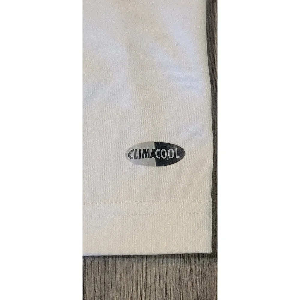 Adidas Clima365 Mens Polo Shirt Large White Blue ClimaCool Golf Athletic Tee
